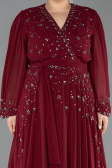Robe De Soirée Grande Taille Mousseline Longue Rouge Bordeaux ABU3075