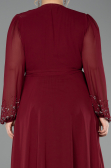 Robe De Soirée Grande Taille Mousseline Longue Rouge Bordeaux ABU3075