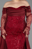 Robe De Soirée Grande Taille Perlé Longue Rouge Bordeaux ABU6093