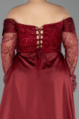Robe De Soirée Grande Taille Perlé Longue Rouge Bordeaux ABU6093