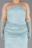 Robe de Soirée Grande Taille Longue Dantelle Menthe ABU6280