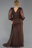 Robe De Soirée Grande Taille Longue Dantelle Brun ABU6283