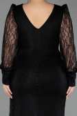 Robe De Soirée Grande Taille Longue Dantelle Noir ABU6283