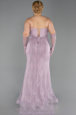 Robe de Soirée Grande Taille Longue Dantelle Lavande ABU6280