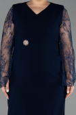 Robe De Invitation Grande Taille Midi Bleu Marine ABK2646