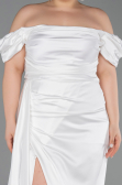 Robe de Soirée Grande Taille Satin Longue Blanc ABU1626