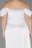 Robe de Soirée Grande Taille Satin Longue Blanc ABU1626