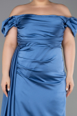 Robe de Soirée Grande Taille Longue Satin Indigo ABU1626