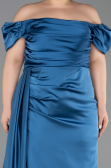 Robe De Soirée Grande Taille Satin Longue Vert Pétrole ABU1626