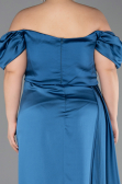 Robe De Soirée Grande Taille Satin Longue Vert Pétrole ABU1626