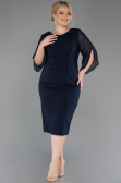 Robe De Invitation Grande Taille Midi Bleu Marine ABK2659