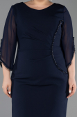 Robe De Invitation Grande Taille Midi Bleu Marine ABK2659