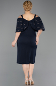 Robe De Invitation Grande Taille Midi Bleu Marine ABK2660