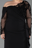 Robe Grande Taille Longue Mousseline Noir ABU5895