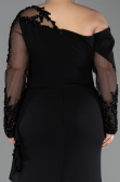 Robe Grande Taille Longue Mousseline Noir ABU5895