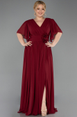 Robe De Soirée Grande Taille Longue Mousseline Rouge Bordeaux ABU6309