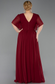 Robe De Soirée Grande Taille Longue Mousseline Rouge Bordeaux ABU6309
