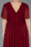 Robe De Soirée Grande Taille Longue Mousseline Rouge Bordeaux ABU6309