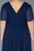 Robe De Soirée Grande Taille Longue Mousseline Bleu Marine ABU6309