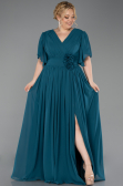 Robe De Soirée Grande Taille Longue Mousseline Vert ABU6309