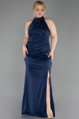 Robe De Soirée Grande Taille Longue Bleu Marine ABU6311