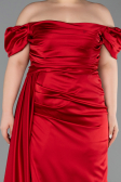 Robe de Soirée Grande Taille Longue Satin Rouge ABU1626