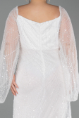 Robe De Soirée Grande Taille Perlé Longue Blanc ABU5067