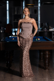 Robe de Soirée Longue Squameuse Brun clair ABU5919