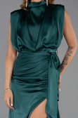 Robe de Soirée Longue Satin Émeraude ABU2133
