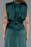 Robe de Soirée Longue Satin Émeraude ABU2133