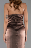 Robe de Soirée Longue Mousseline Brun ABU6336