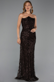 Robe de Soirée Grande Taille Longue Squameuse Brun ABU6328