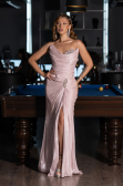 Robe de Soirée Longue Mousseline Poudre ABU6336