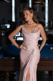 Robe de Soirée Longue Mousseline Poudre ABU6336