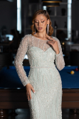 Robe De Soirée Perlé Longue Menthe ABU5649