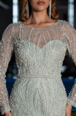 Robe De Soirée Perlé Longue Menthe ABU5649