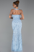 Robe de Soirée Longue Perlé Bleu clair ABU6073