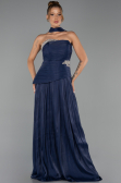 Robe de Soirée Longue Mousseline Bleu Marine ABU6335