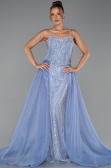 Robe de Soirée Longue Perlé Bleu clair ABU5730