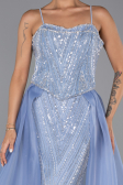 Robe de Soirée Longue Perlé Bleu clair ABU5730