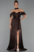 Robe de Soirée Longue Mousseline Brun ABU6342