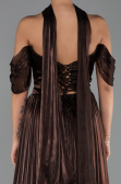 Robe de Soirée Longue Mousseline Brun ABU6342