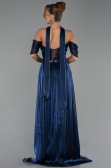 Robe de Soirée Longue Mousseline Bleu Marine ABU6342