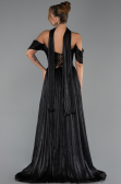 Robe de Soirée Longue Mousseline Noir ABU6342