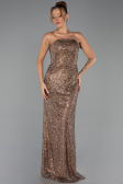 Robe de Soirée Longue Squameuse Brun clair ABU6343