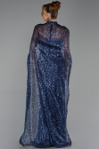 Robe de Soirée Longue Squameuse Bleu Marine ABU6343
