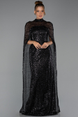 Robe de Soirée Longue Squameuse Noir ABU6343