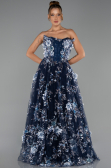 Robe de Soirée Longue Bleu Marine ABU6344