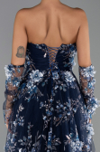 Robe de Soirée Longue Bleu Marine ABU6344