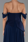 Robe de Soirée Longue Mousseline Bleu Marine ABU6345